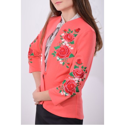 Embroidered jacket "Rose" pink